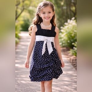 My Michelle Black & White Kids Dress With Satin Bow sz. 12